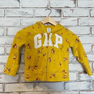 Gap kids zip up floral hoodie hooded sweatshirt